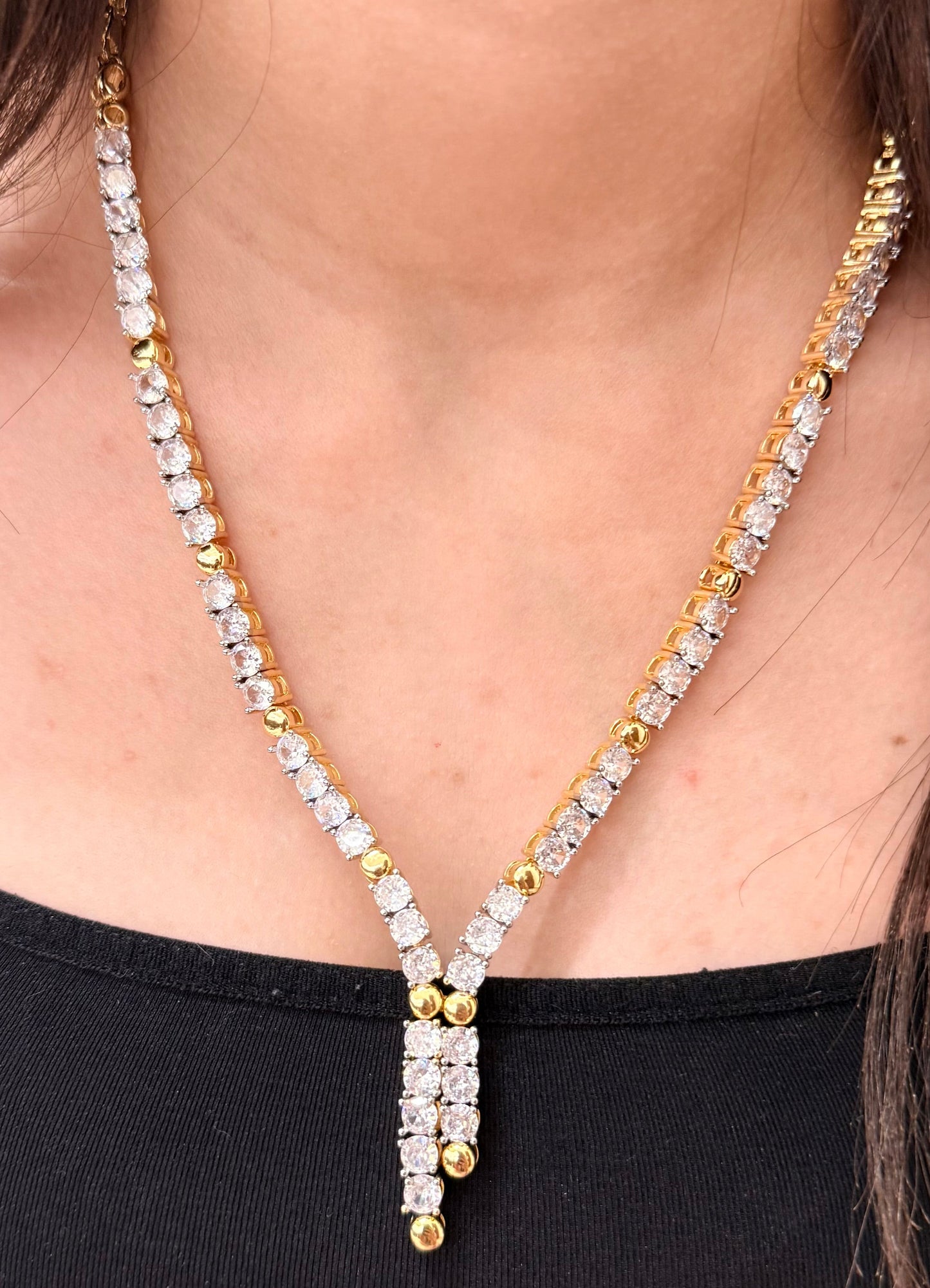 Platinum gold plated 18k with zircon strasses