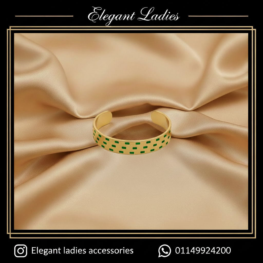Gold Cuff - Green Cutouts