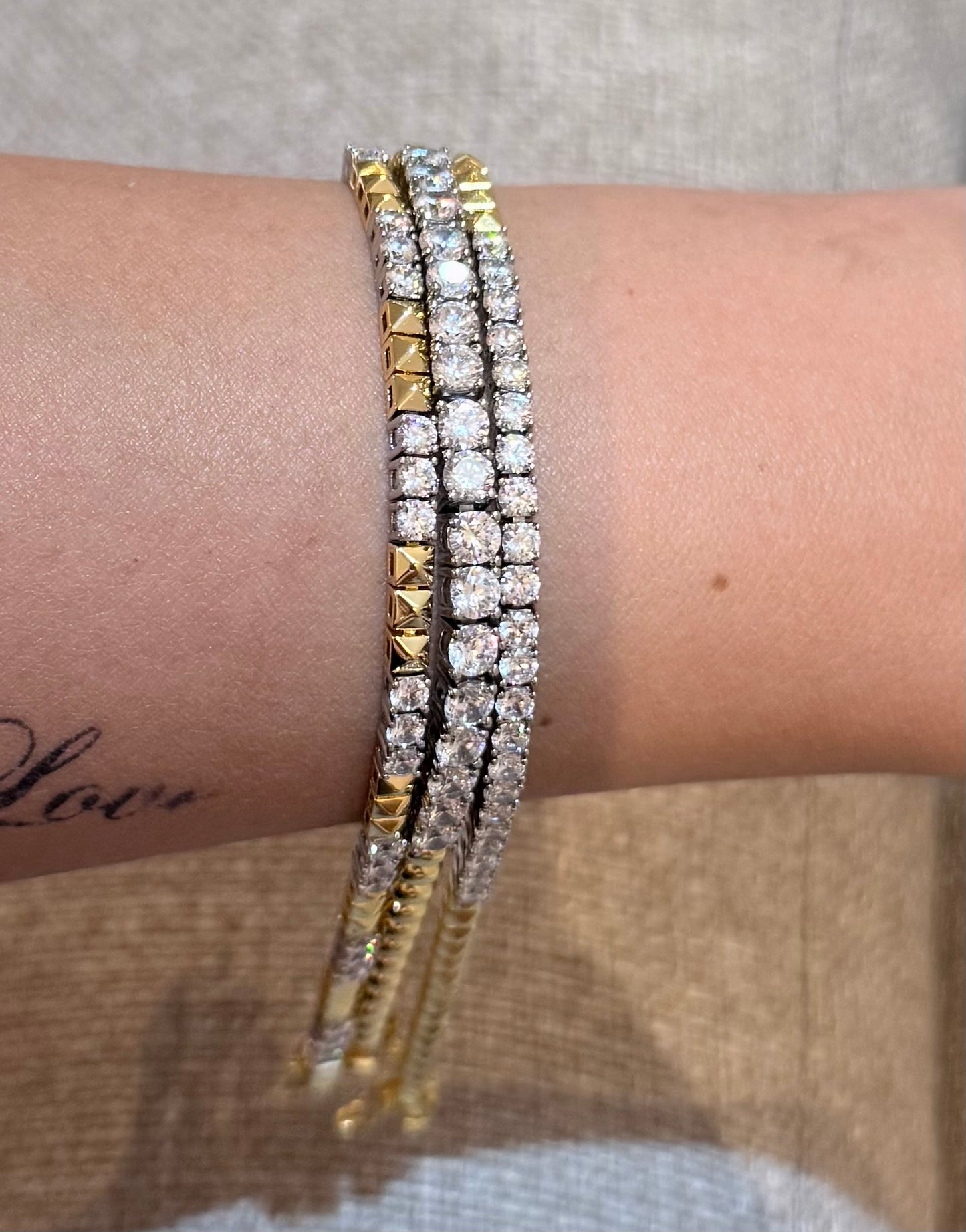 Half tennis bracelets with zircon strasses