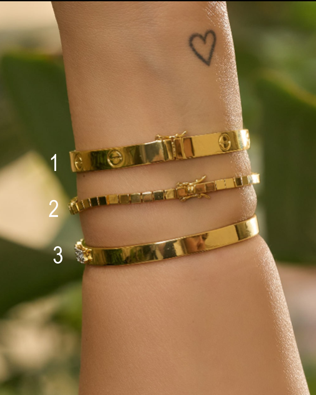 Platinum gold plated 18k bangels and bracelet with micro zircon strasses