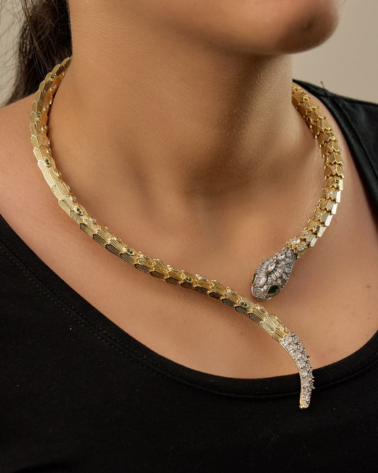 Snake coulier platinum gold plated 21k with micro zircon strasses