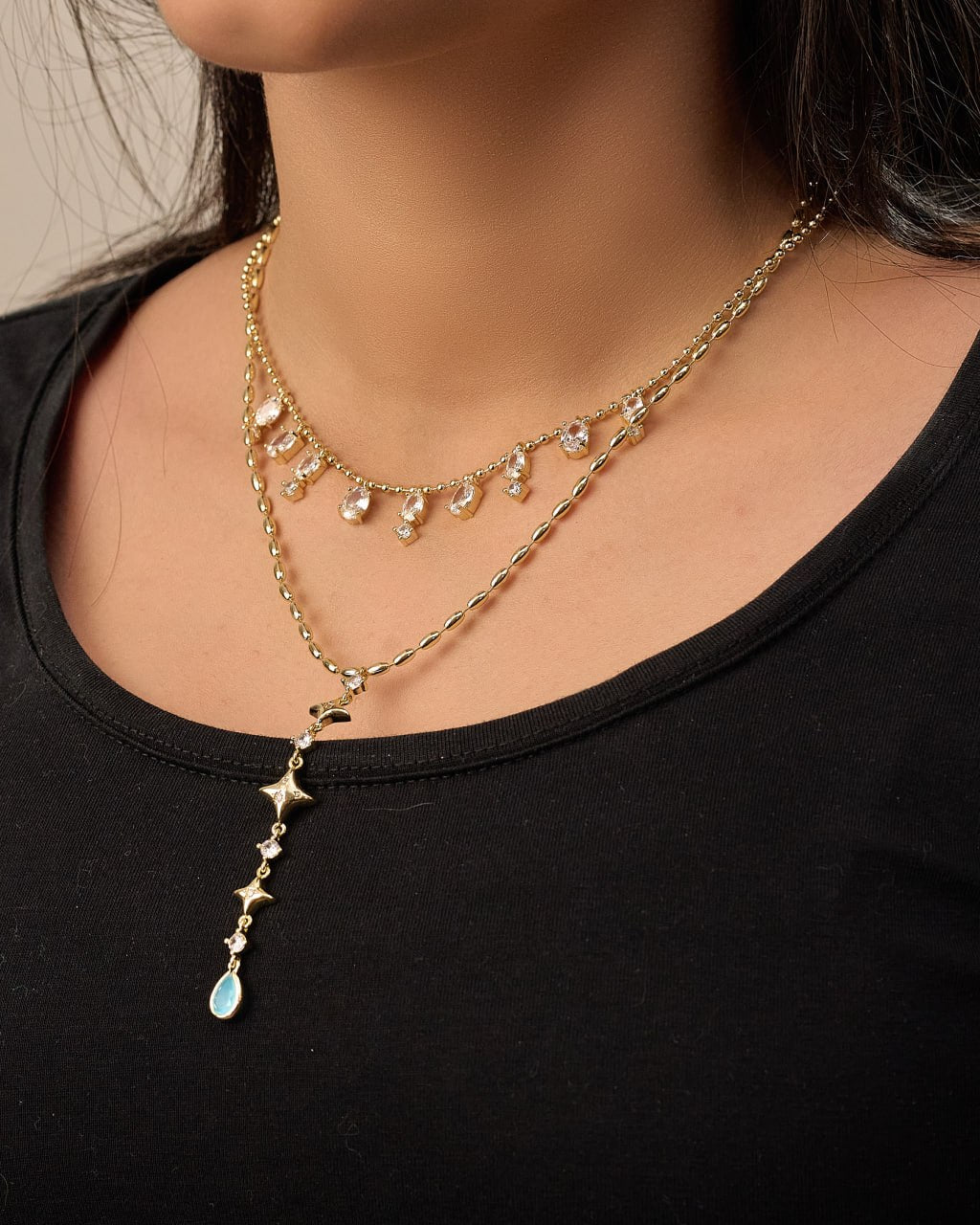 Platinum gold plated 18k with zircon strasses Necklaces