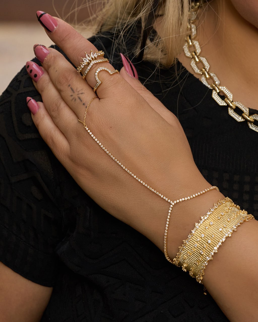 Platinum gold plated 18k with zircon strasses Bangel