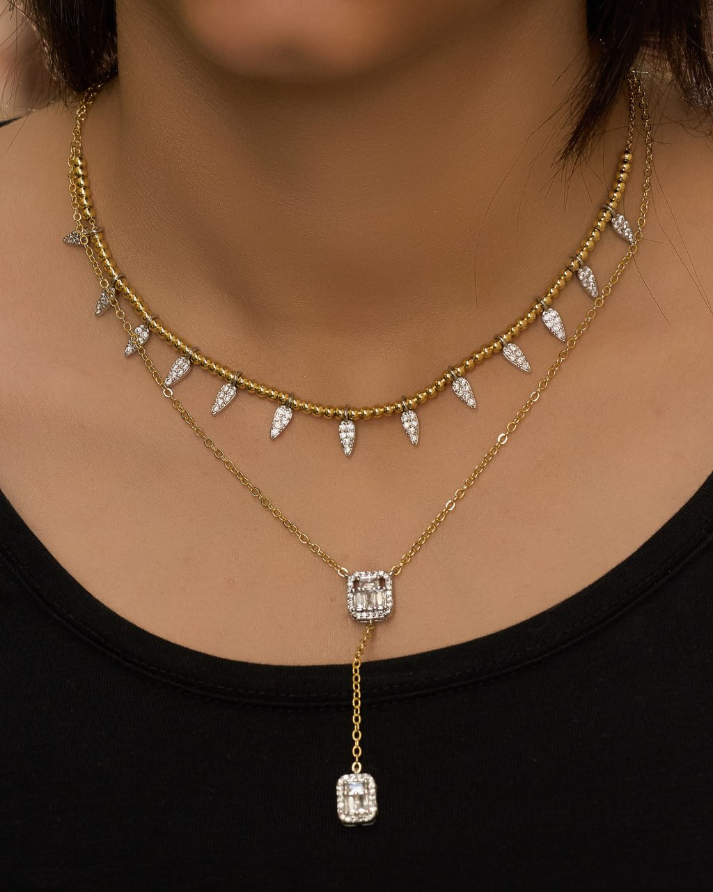 Platinum gold plated 18k with zircon strasses Necklaces