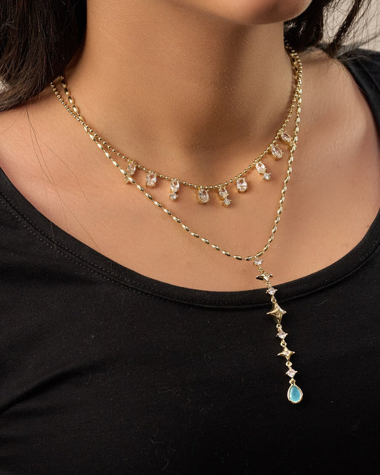 Platinum gold plated 18k with zircon strasses Necklaces