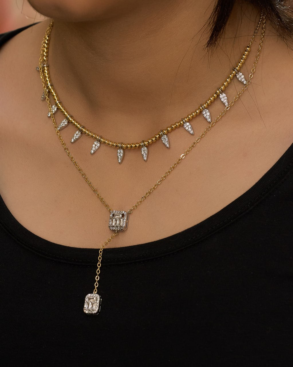 Platinum gold plated 18k with zircon strasses Necklaces