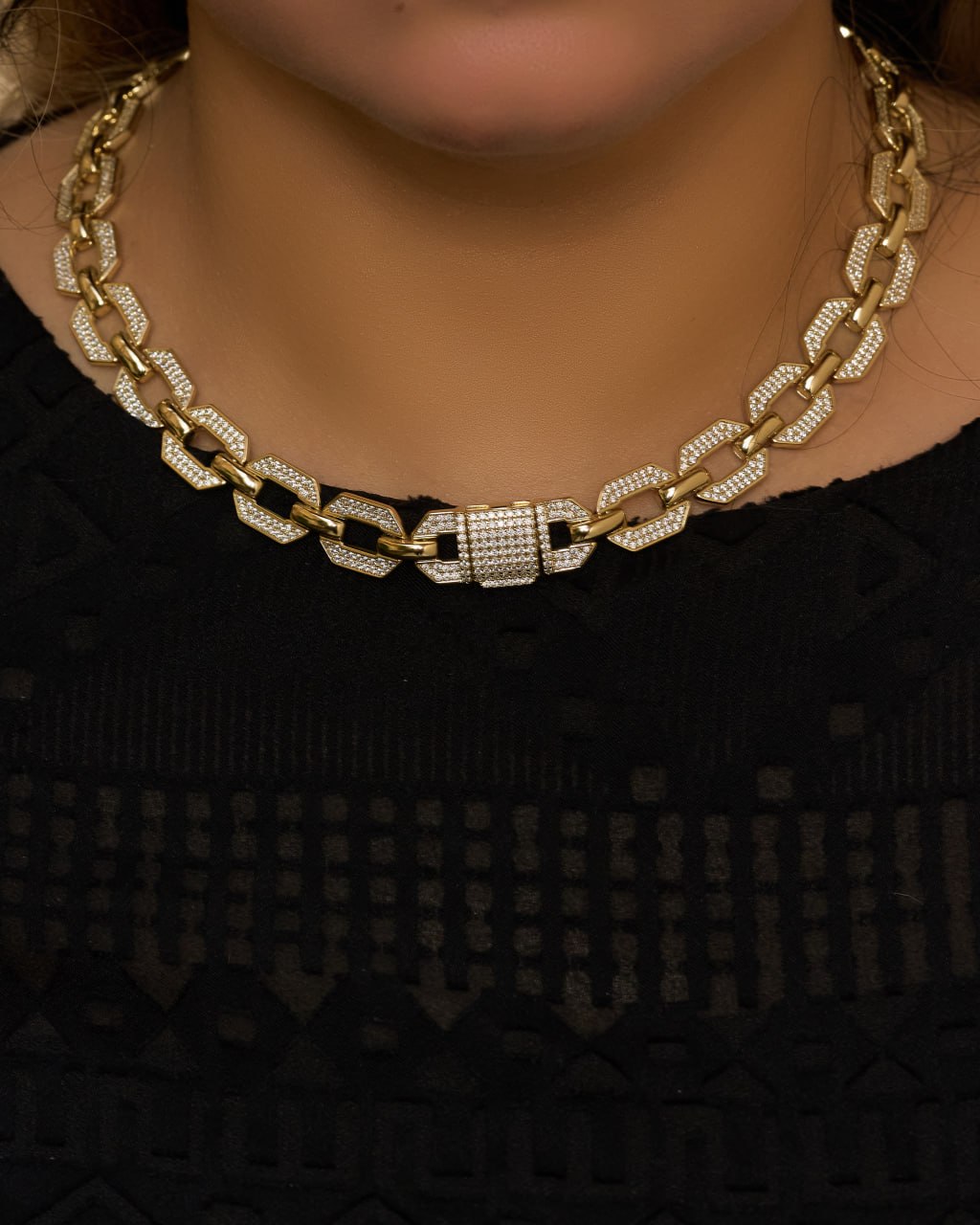 Platinum gold plated xp necklace with micro zircon strasses