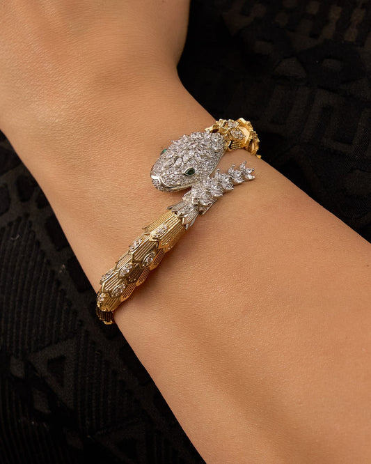 Snake Bangel platinum gold plated 21k with micro zircon strasses