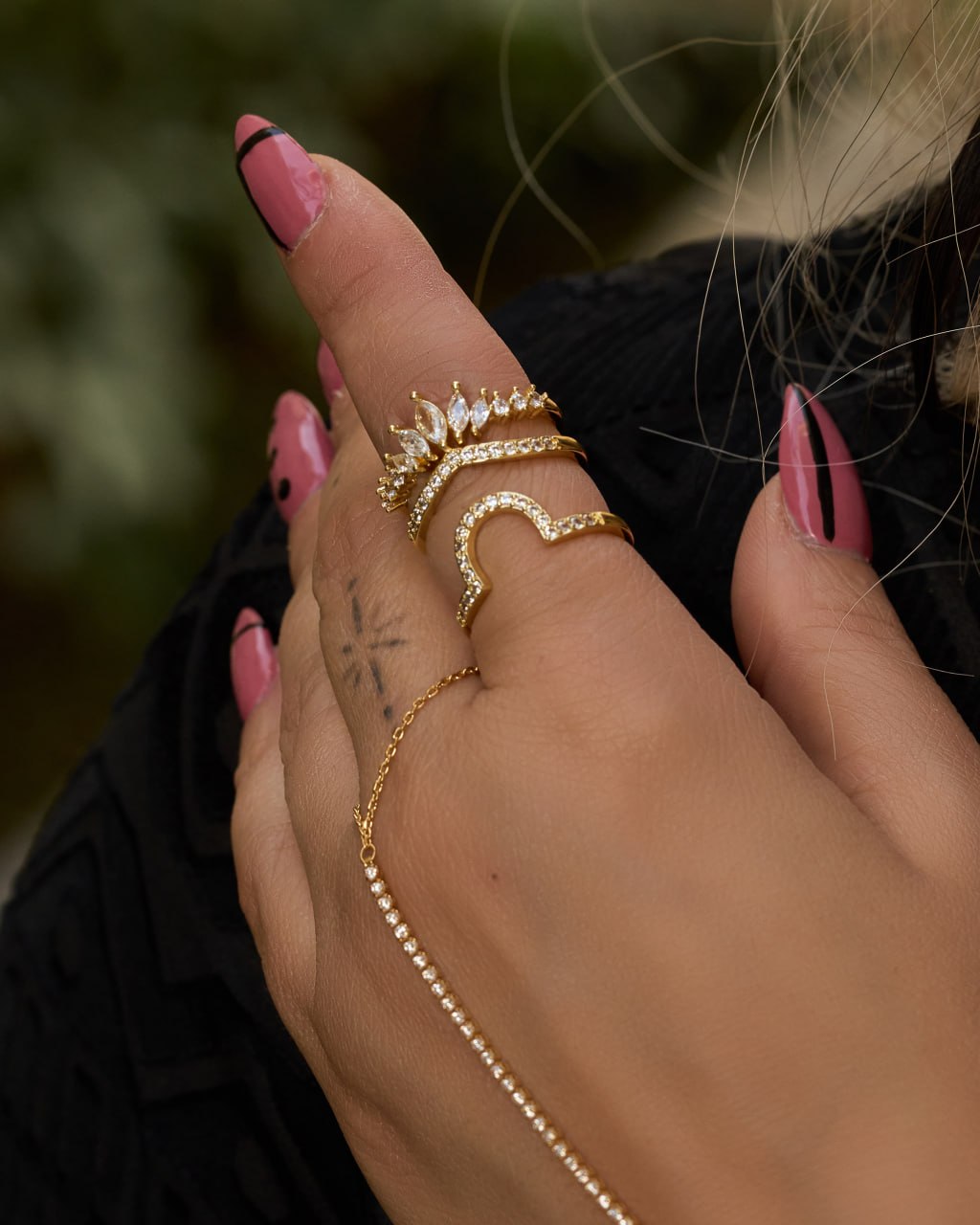 Platinum gold plated 18k with zircon strasses Bangel