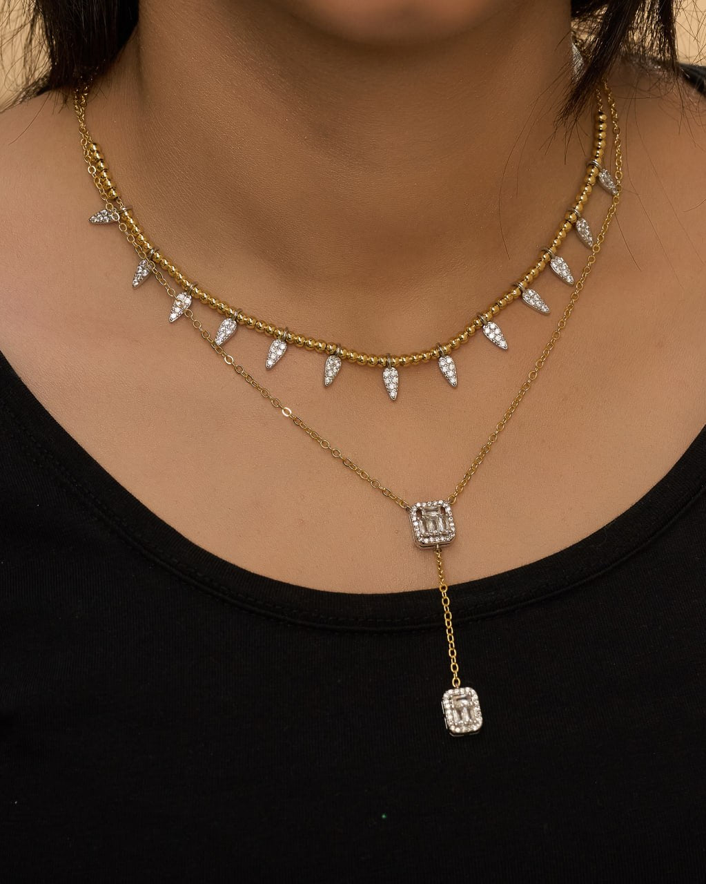 Platinum gold plated 18k with zircon strasses Necklaces