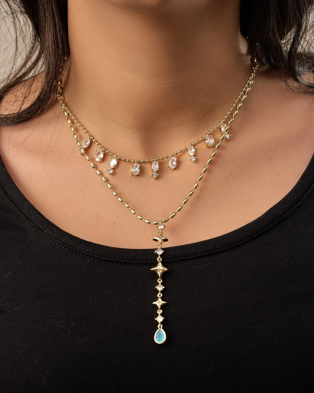 Platinum gold plated 18k with zircon strasses Necklaces