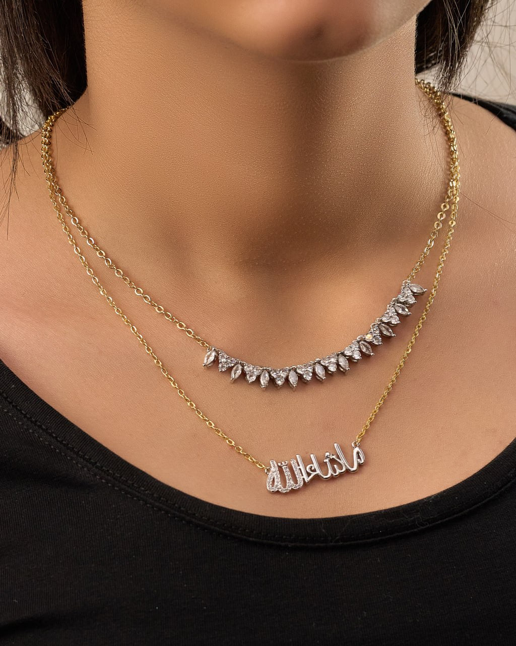Platinum gold plated 18k with zircon strasses Necklaces