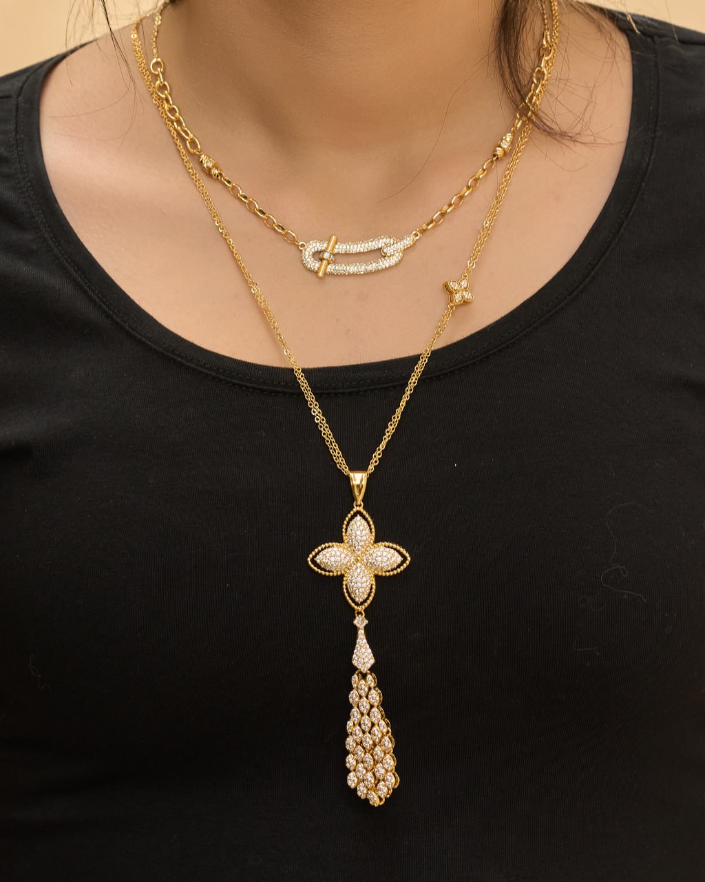 Platinum gold plated 18k with zircon strasses Necklaces