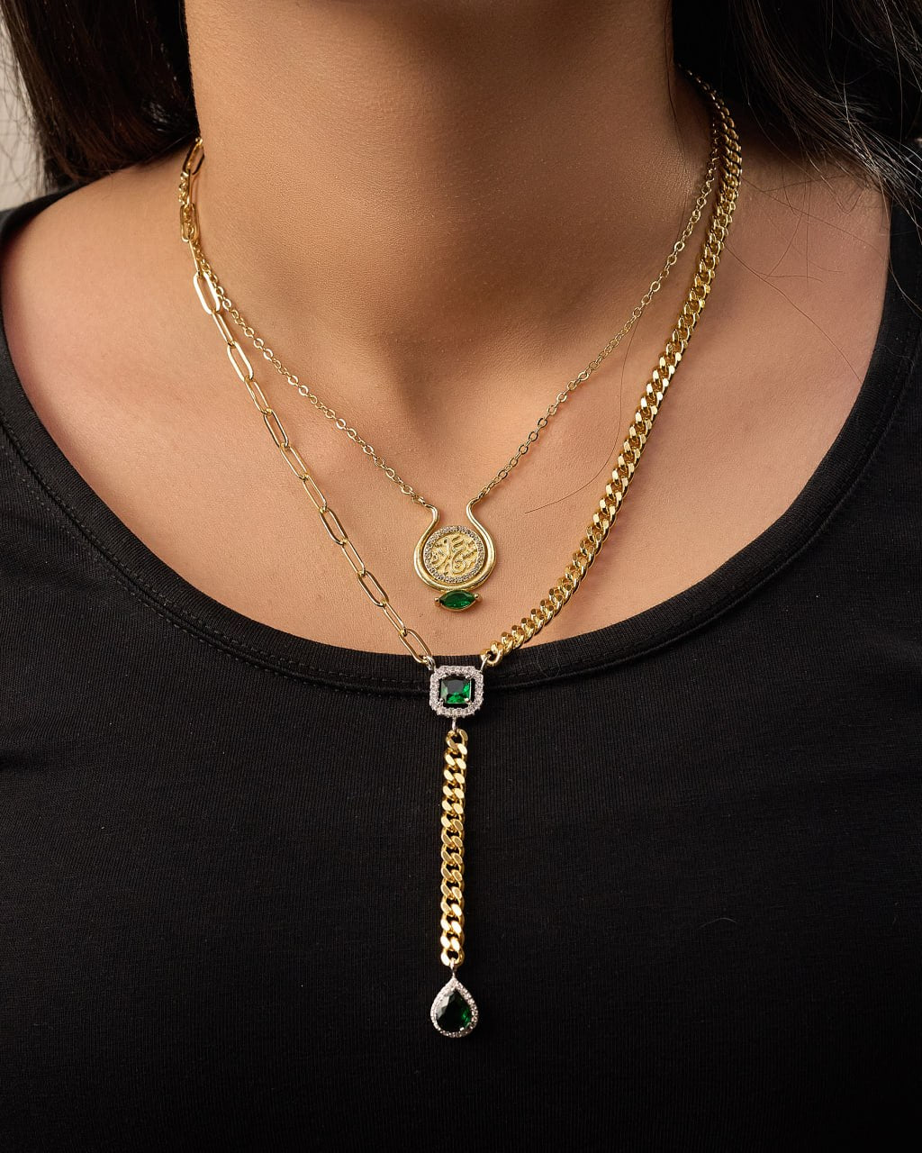 Platinum gold plated gold plated 18k with zircon strasses necklace