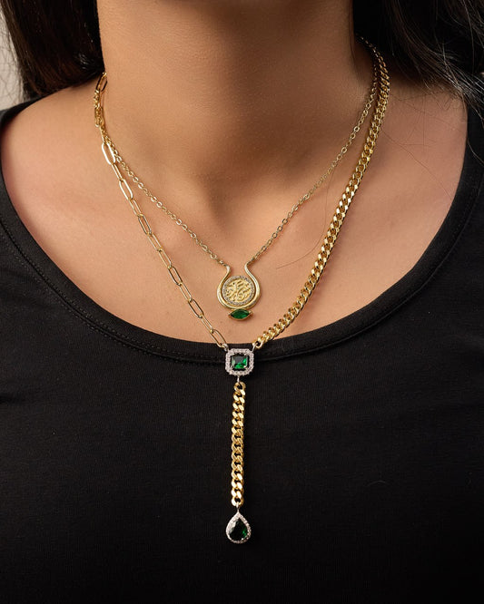 Platinum gold plated gold plated 18k with zircon strasses necklace